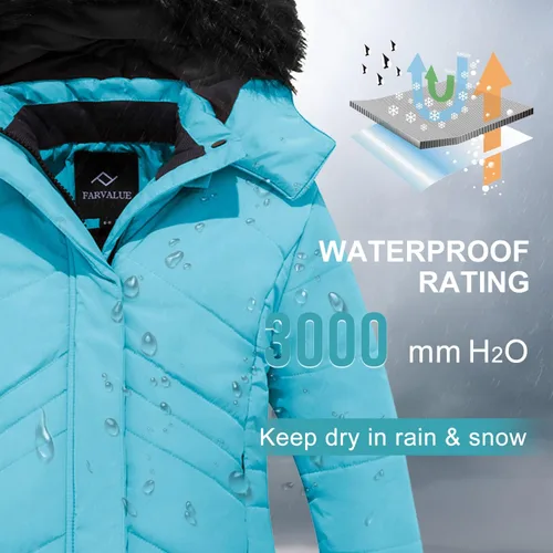 Vista 4 de FARVALUE Abrigos de invierno para niñas, ropa de abrigo con forro polar grueso con capucha para niñas