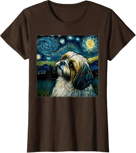 Vista 16 de Camiseta Surrealism Starry Night Shih Tzu Dog