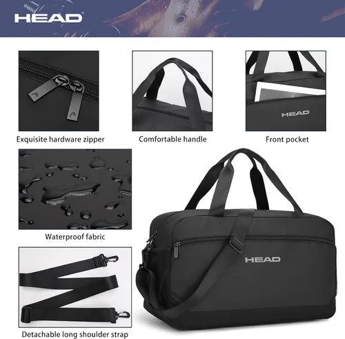 Vista 7 de HEAD Bolsa de viaje impermeable de 40L para hombres, bolsas deportivas grandes para gimnasio, fitness, fin de semana durante la noche, bolsa