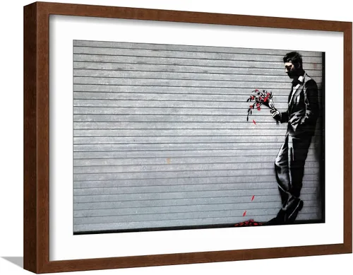 Vista 17 de ART.COM Impresiones artísticas enmarcadas para pared Hustler Club de Banksy, decoración botánica, 18 x 12 pulgadas, marco negro con paspartú blanco