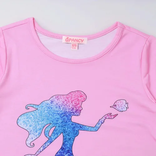 Vista 3 de QPANCY Conjunto de pijamas a juego para niñas y muñecas, pijama de manga larga para otoño e invierno