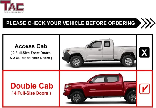 Vista 3 de TAC Sidewinder - Estribos para Toyota Tacoma 2005-2023 doble cabina de 4 pulgadas, escalón lateral de caída, barra Nerf, balancín, deslizador