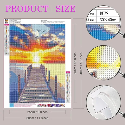 Vista 4 de Paquete de 6 kits de pintura de diamantes para adultos principiantes, juegos de arte de diamantes de playa 5D, pintura de amanecer redonda completa