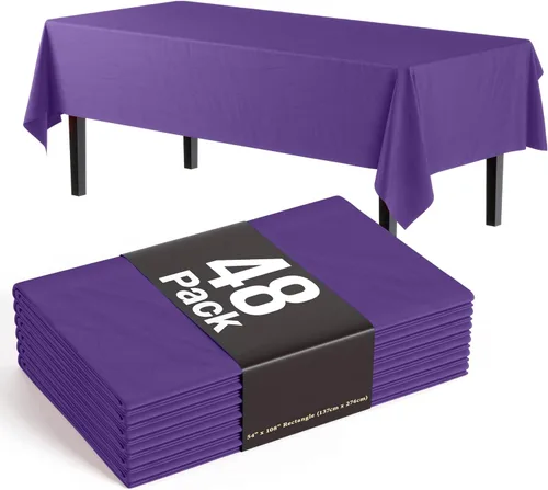 Vista 56 de Exquisite Mantel rectangular negro de 54 x 108 pulgadas, paquete de 48