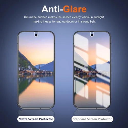 Vista 5 de [Paquete de 2+2] Protector de pantalla de privacidad mate de 4 vías de 360° para Google Pixel 9 Pro con protector de lente de cámara, compatible