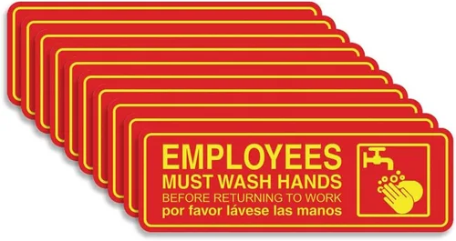 Vista 33 de Standard Employees Must Wash Hands - Letrero para puerta/pared, color negro, pequeño
