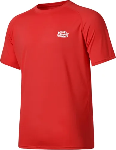 Vista 8 de Willit Camiseta de protección solar con capucha para hombre, manga corta, UPF 50+, FPS, secado rápido, resistente al agua Verde fluorescente