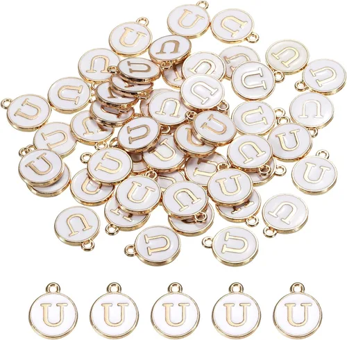 Vista 22 de MECCANIXITY Dije de Letras del Alfabeto de Doble Cara, para Hacer Collar, Pulsera, Pendientes, Joyería
