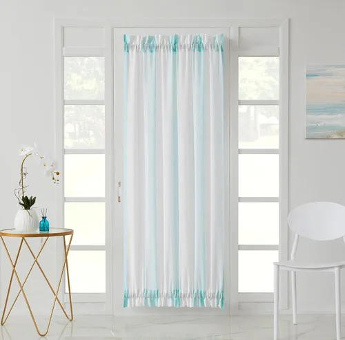 Vista 17 de Central Park Cortinas Transparentes de Rayas Beige y Blancas Estilo Granja de Lino Bouclé, Pares de Paneles de Cortina de Ventana Tejidos con Hilo