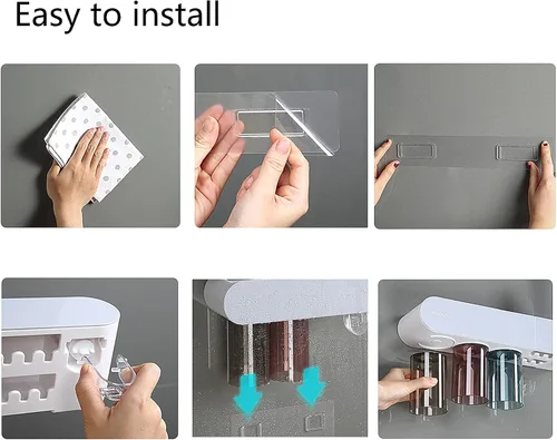 Vista 5 de Soportes para cepillos de dientes para baños montados en la pared, 2 tazas de soporte magnético para cepillos de dientes, kit familiar