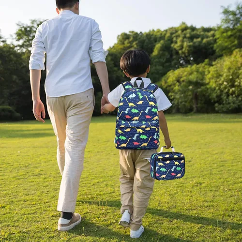 Vista 4 de CAMTOP - Conjunto de mochila y lonchera con estampados divertidos para niños de preescolar y primaria), Y0058-2