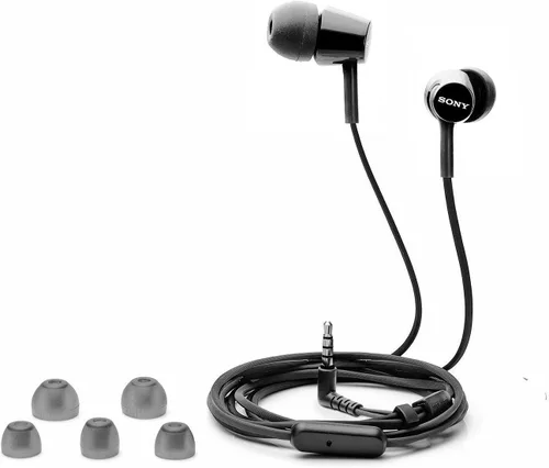 Vista 4 de Sony MDREX155AP Auriculares intrauditivos / auriculares con micrófono para llamadas telefónicas, negro (MDR-EX155AP / B) Integrated Mic and