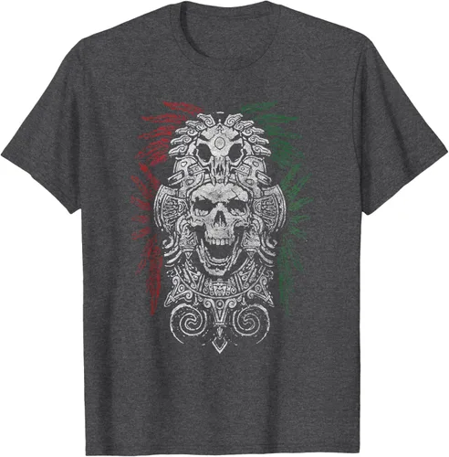 Vista 36 de Camiseta de Calavera Azteca con máscara Mayas Calavera Azteca, Negro
