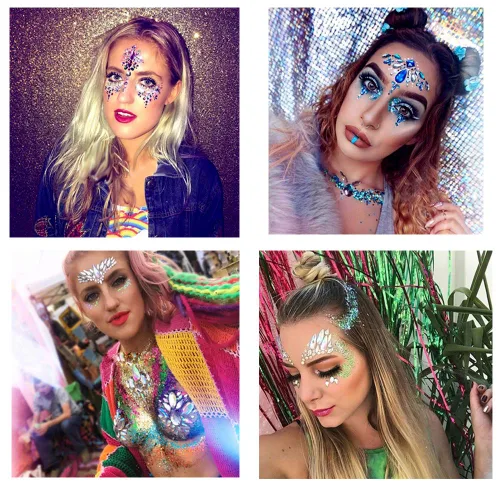 Vista 2 de 1 unids Mama Joya Decoración Rhinestone Pecho Pegatina Temporal Tatuaje Cuerpo Pegatinas Flash Mama Diamante Adhesivo Pegatinas para Mujer Festival