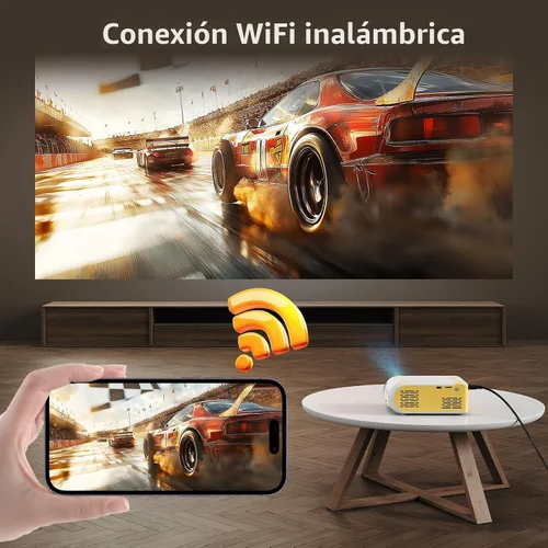 Vista 4 de KSAN Mini Proyector, Proyector con WiFi y Bluetooth, Proyector de Película con Soporte 1080P y Altavoz Integrado, Compatible con Smartphone, HDMI