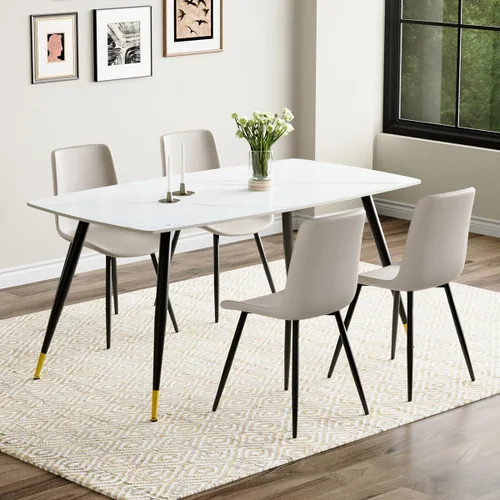 Vista 43 de Juego de 4 mesas de comedor negras para mesa de comedor de 4,50 pulgadas para 4, sillas de cocina de piedra sinterizada, fácil de montar, adecuado