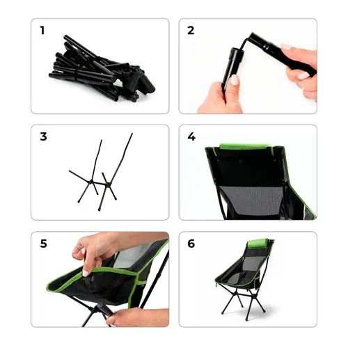 Vista 9 de Silla Mecedora Plegable de Camping 2 en 1 con Bolsillo, Cojín y Bolsa de Transporte Trillow InnovaGoods