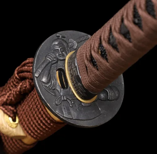 Vista 16 de Samurai Katana,1060 acero de alto carbono,Acero T10,Acero de Damasco,Aleación Tsuba,Mango de madera maciza