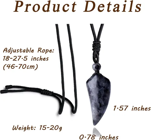 Vista 6 de MAIBAOTA Collar con colgante para hombres y mujeres collar de piedra de cristal curativo cuerda ajustable collar de piedras preciosas naturales