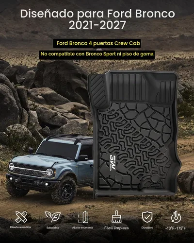 Vista 2 de Alfombrillas de piso de 3 W y forro de carga para Ford Bronco de 4 puertas