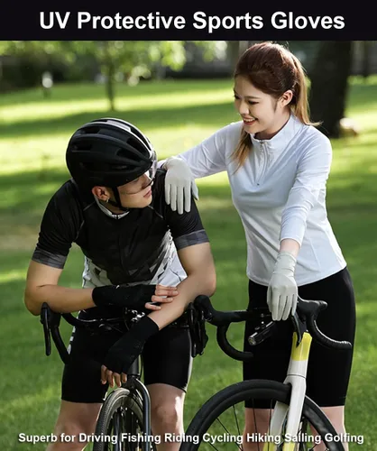 Vista 4 de SUJAYU Guantes de protección UV ultra finos para mujer, protección solar UPF para pantalla táctil transpirable