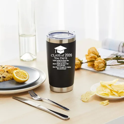 Vista 6 de Regalo motivacional de graduación 2026 para él y ella, vaso de acero inoxidable de 20 onzas para automóvil, taza insultada, regalos inspiradores