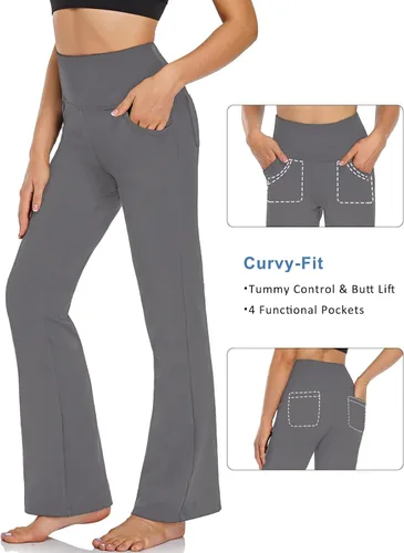 Vista 3 de Pantalones capri de yoga para mujer de corte para bota, 3 bolsillos, estampado floral
