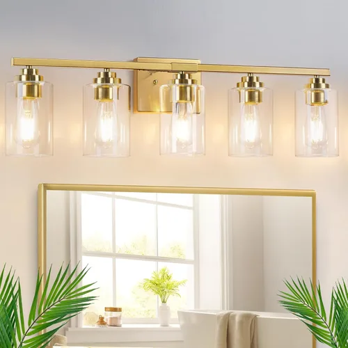 Vista 26 de VerRon Juego de 2 apliques de pared para baño, lámparas modernas de tocador, faroles de montaje de bronce cepillado al óleo, luces de pared