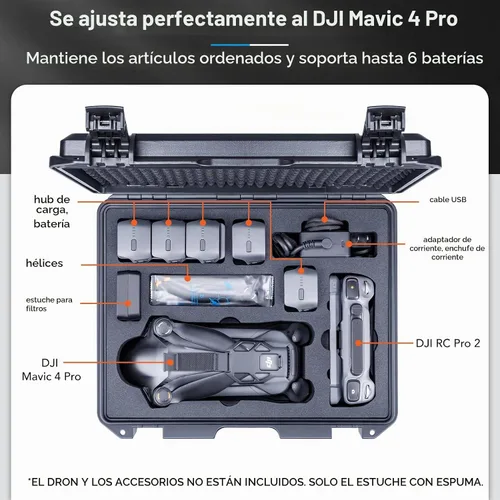 Vista 2 de Lykus Titan M400 - Funda rígida impermeable para DJI Mavic 4 Pro, DJI RC Pro 2/RC2, se adapta a hasta 6 baterías y accesorios en Fly More