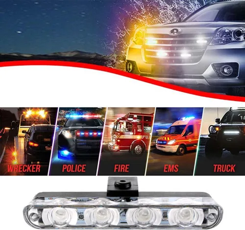 Vista 5 de 16 luces LED de policía estroboscópicas para automóvil, luces reflectivas para tablero de vehículo de emergencia de 12 V