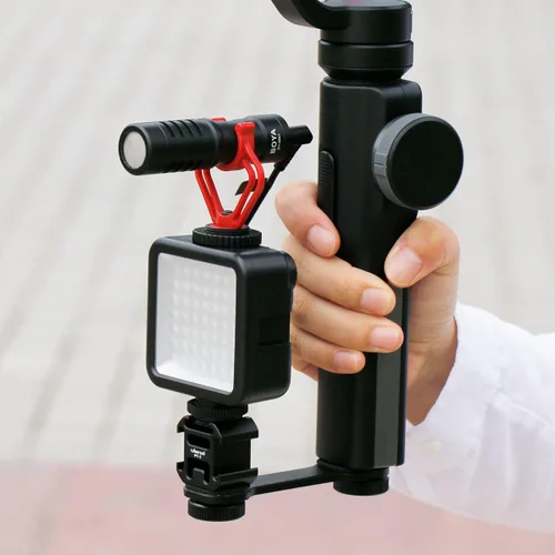 Vista 8 de ULANZI PT-3 Placas de montaje de zapata fría triple para micrófono de montaje de luz de video LED para trípode de micrófono Compatible con DJI OSMO