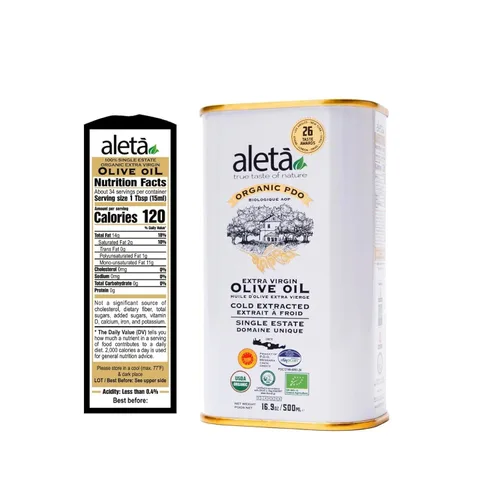 Vista 4 de Aleta Farms - Aceite de oliva virgen extra, orgánico USDA, aceite de oliva rico en polifenoles de una sola finca, prensado en frío, premios globales