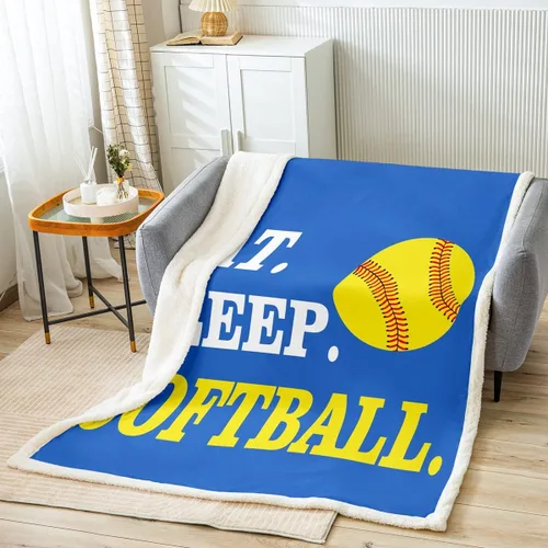 Vista 21 de Feelyou Football Throw Blanket Basketball Sports Soft Fleece Sherpa Cozy Fuzzy Plush Warm Soccer Ball Game Fuzzy Plush Throw Black Baseball Gaming
