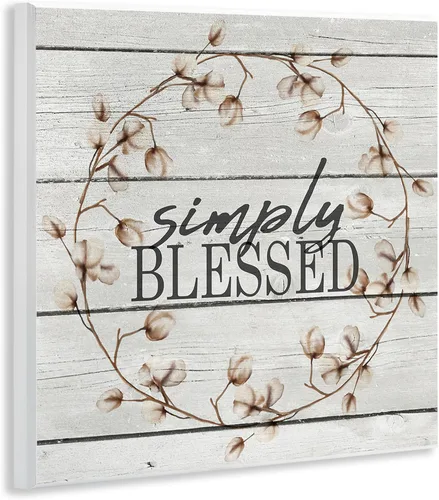 Vista 2 de Stupell Industries "Simply Blessed Rustic Wreath", placa artística de pared, 12 x 12 pulgadas, fácil de colgar y resistente, fabricada en Estados