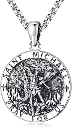 Vista 20 de Collar de San Patrono de Plata de Ley 925 St 01-Virgen María-Oro
