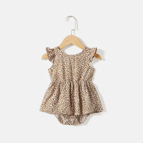 Vista 4 de IFFEI Vestidos de verano para mamá y yo, estilo bohemio, a juego, con volantes, manga abombada, cintura alta, vestido largo por debajo