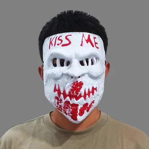 Vista 6 de Máscara de PVC con diseño de asesino de terror de PVC para disfraz de fiesta de Halloween