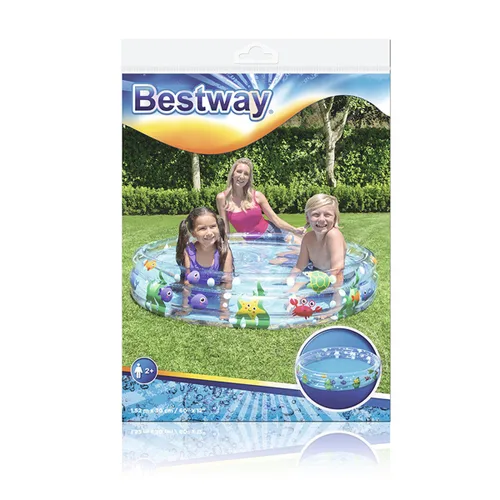 Vista 3 de Bestway Piscina Hinchable Infantil 3 Aros Transparente Vida Marina 152x30 cm +2 Años Jardin 51004