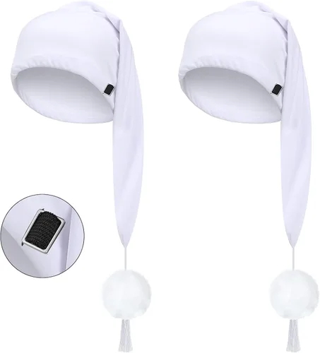 Vista 11 de Geyoga Gorro de dormir de noche de seda ajustable con cordón ajustable para hombre con bola de pompón para uso diario Negro
