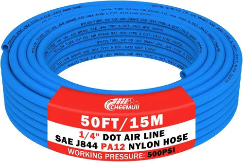 Vista 29 de CheeMuii 30 pies 1/4 línea de aire DOT 1/4" PA12 tubo neumático de nylon 9.1 metros 1/4 pulgada OD tubo de aire neumático tubo de línea de aire