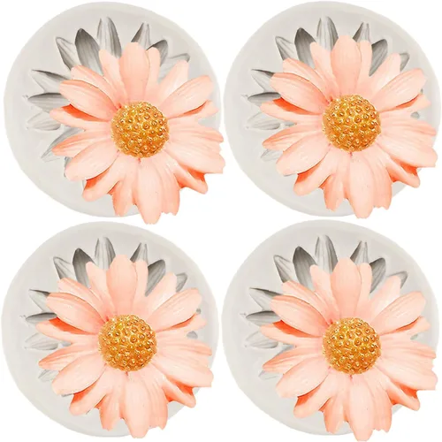 Vista 4 de Moldes de silicona de girasol, molde de fondant de flores de crisantemo para decoración de pasteles, decoración de cupcakes, caramelo de chocolate