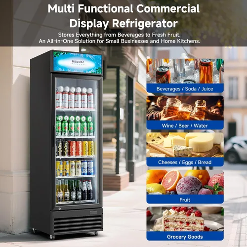 Vista 7 de BODEGACOOLER Refrigerador Comercial de Bebidas, 12.5 Pies Cúbicos Refrigerador Comercial Merchandiser Negro, Luz LED/Estantes Ajustables