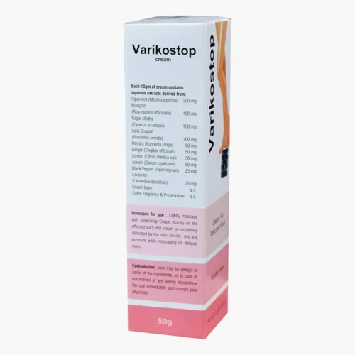 Vista 3 de Crema india ayurvédica Varikostop 1.76oz x 2 tubos para venas varicosas