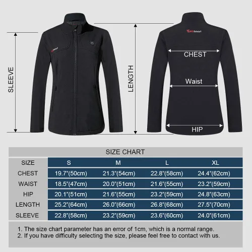 Vista 7 de PROSmart Chaqueta térmica recargable para mujer, chaqueta de calentamiento impermeable de 12 V, funciona con pilas, con batería