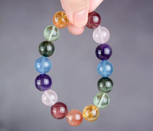 Vista 94 de Precious Gemstone Natural Crystal Healing Bracelet, Rutilated Quartz, Moonstone, Quartz Handmade Original Design Bracelet