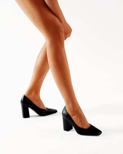 Vista 4 de FOGEENA Zapatos de tacón alto con puntera cuadrada para mujer, estilo casual, de 3.34 pulgadas