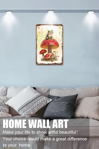 Vista 2 de Zomyto Cartel de metal vintage con diseño de rana para los amantes de las ranas, letrero de hojalata vintage, divertido letrero de pared de rana