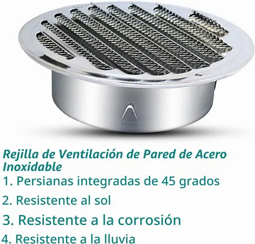 Vista 3 de Ventilación de ventilación de acero inoxidable de 3 pulgadas, cubierta de rejilla con rejillas de ventilación plana de conductos de ventilación