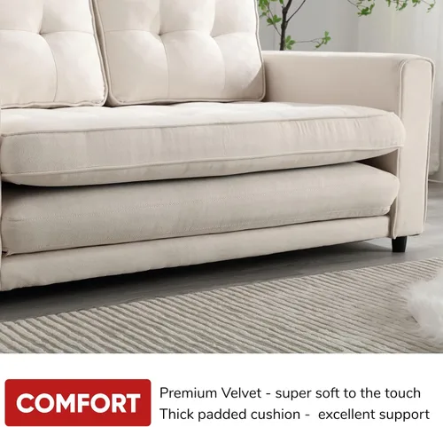 Vista 6 de JOYBASE Sofá cama extraíble, moderno sofá cama convertible tapizado extraíble, sofá cama para sala de estar (beige, tela)