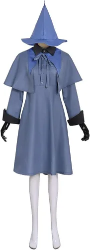Vista 2 de Disfraz de bruja azul para mujer con sombrero de Halloween